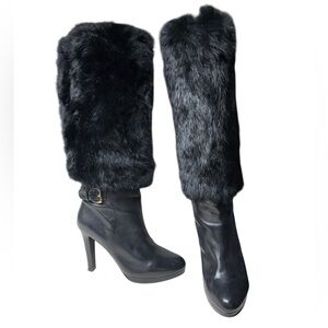 Leather & Genuine Fur Platform Boots